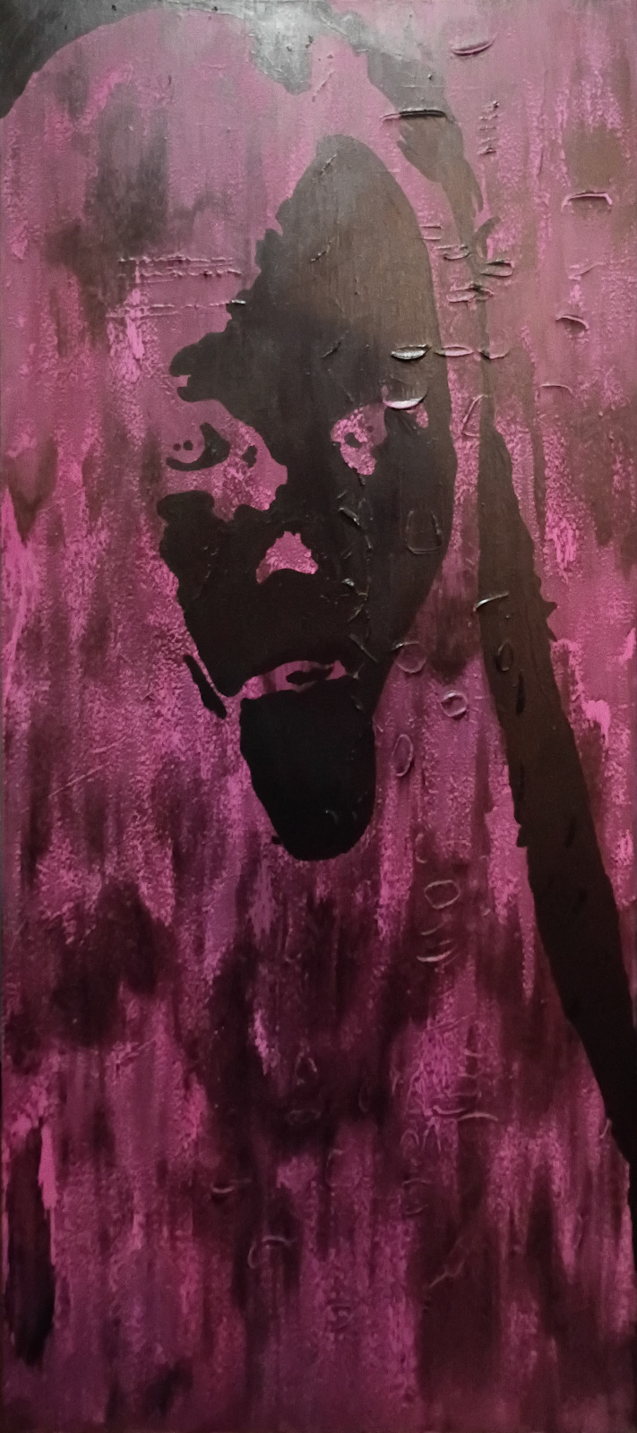 Tall textured black and pink face painting