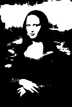 Black-and-white threshold interpretation of the Mona Lisa