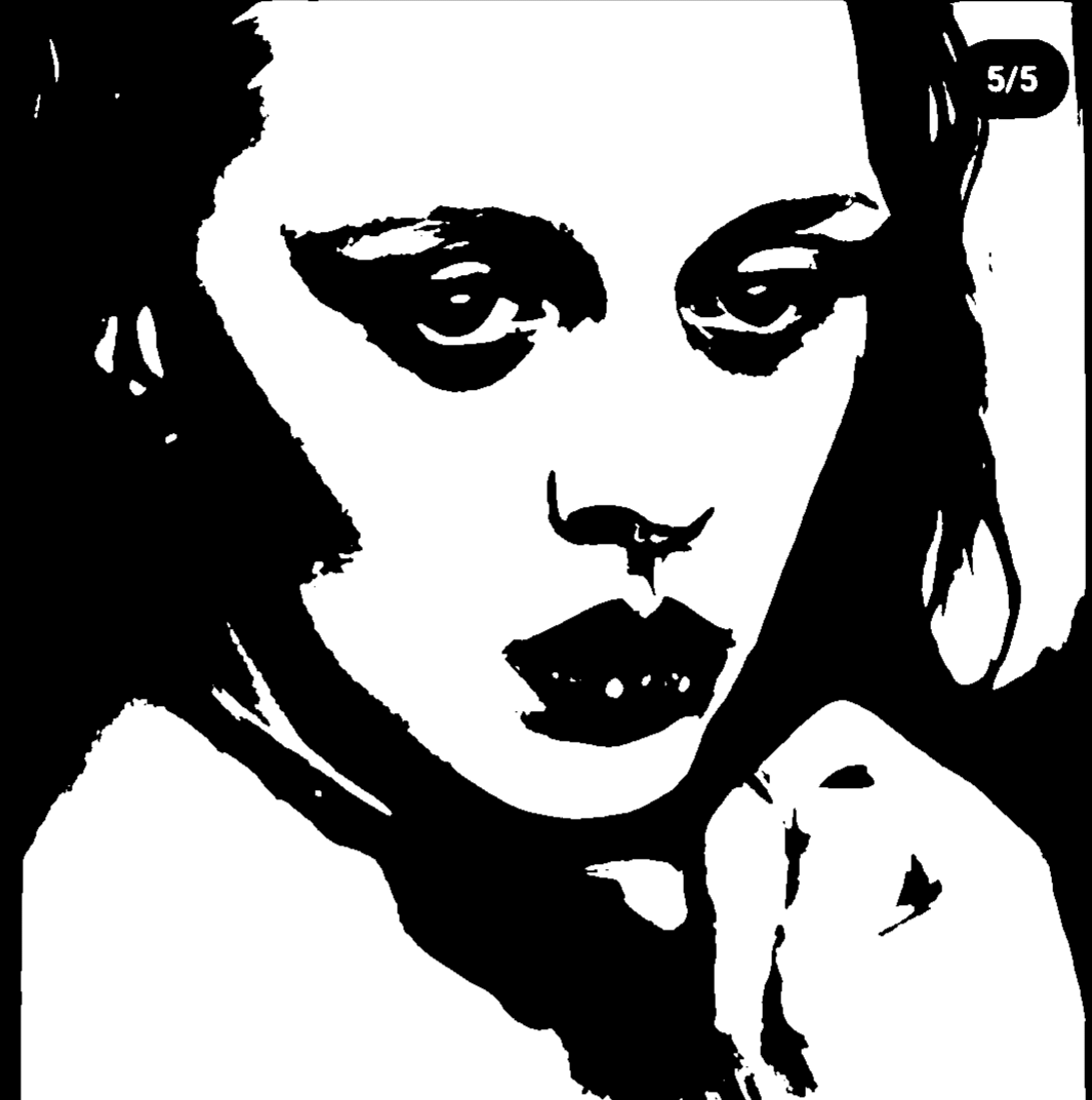 Close threshold portrait with one hand near the face