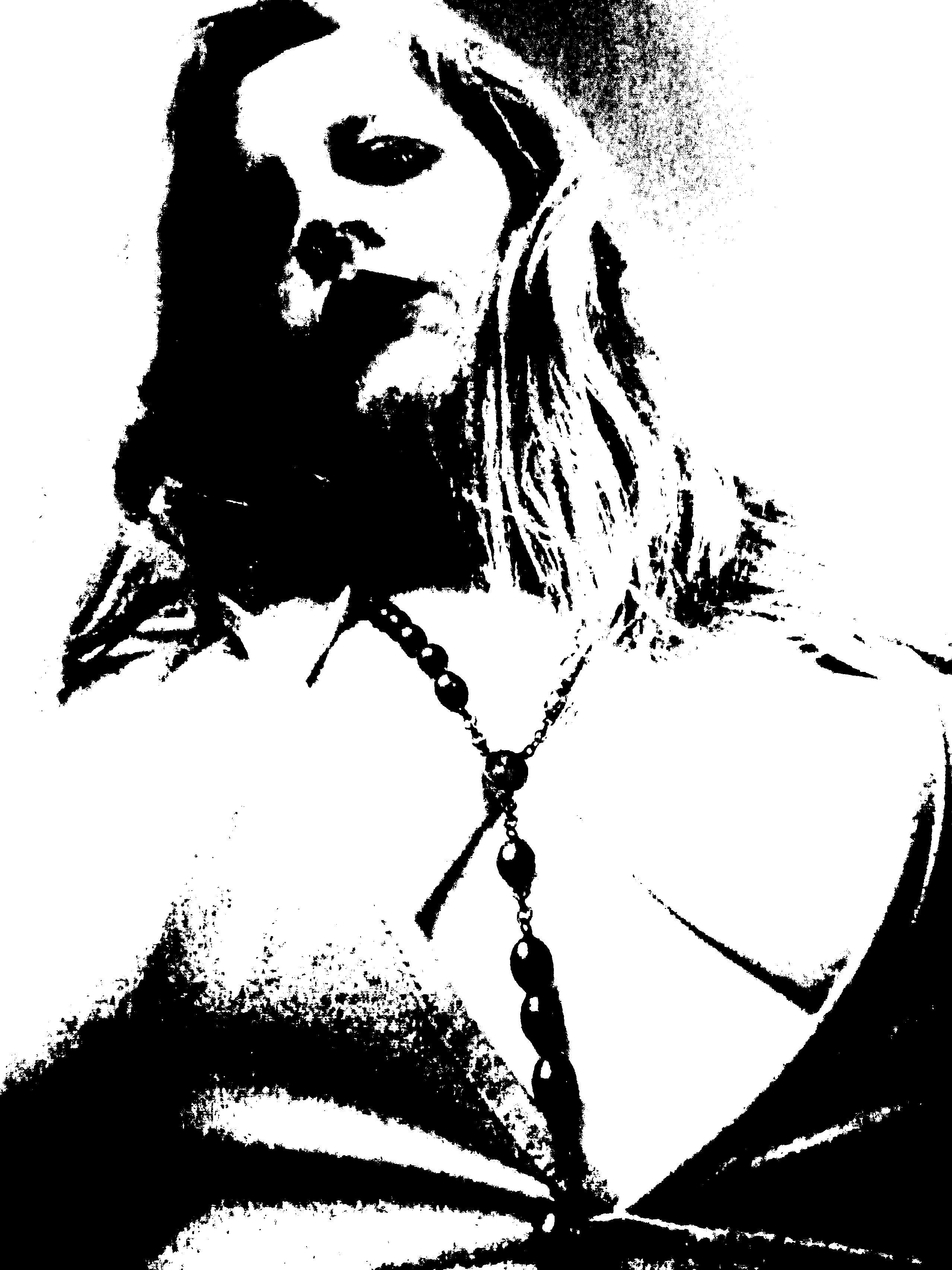 Black-and-white threshold self-portrait of Starrgazzee