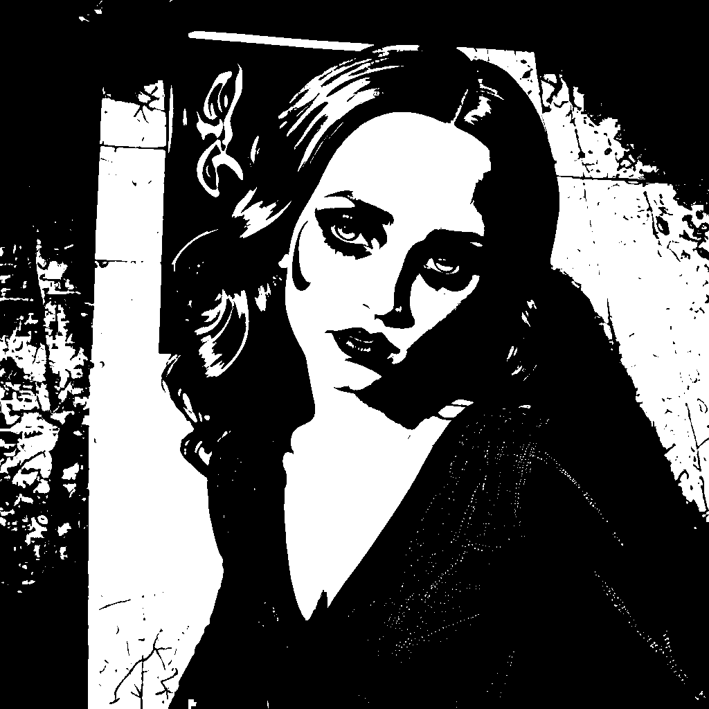 Threshold portrait framed by loose curls